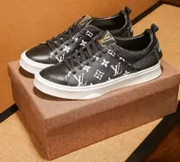 louis vuitton sapatos plates unisexe spliced leather black